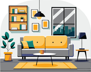 Modern Living Room Interior Design Illustration