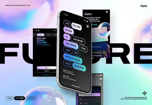 Screen Mobile Application Mockup With Generative AI