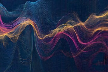 Obraz premium Abstract Wavy Lines in Blue Pink and Yellow