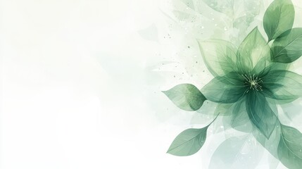 Abstract Watercolor Green Flower Background.