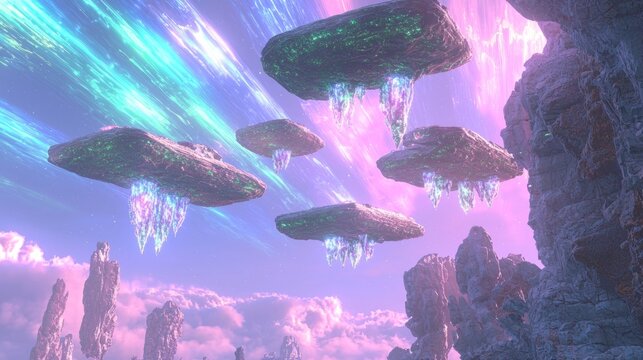Extraterrestrial Wonders: Hyperrealistic 3D Rendering of Advanced Alien Civilization in Epic Surreal Landscapes