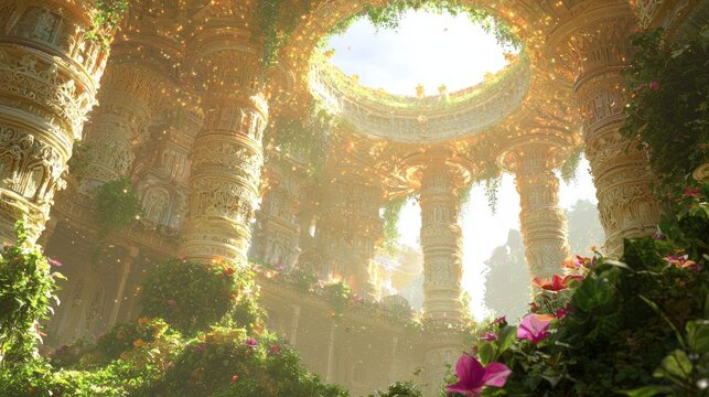 Extraterrestrial Marvels: Hyperrealistic 3D Rendering of Advanced Alien Palace in Epic Landscapes
