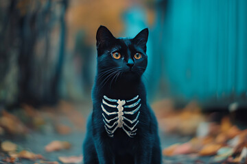 black cat skeleton with eyes