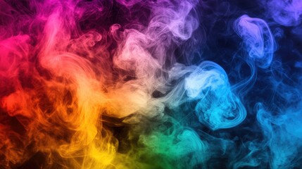 Vibrant Colorful Smoke Swirls on Dark Background