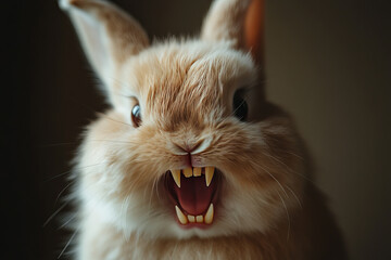 tan bunny with fangs