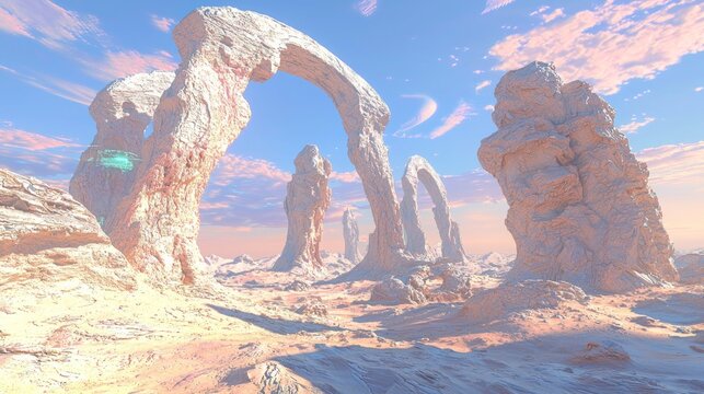 Extraterrestrial Wonders: Hyperrealistic 3D Rendering of Advanced Alien Civilization in Vast Savanna at Sunset