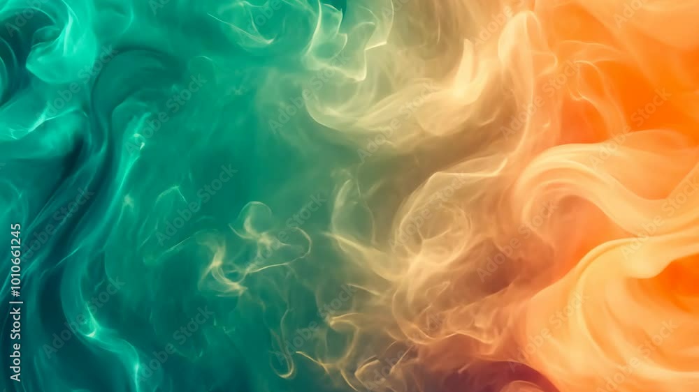 Poster abstract swirls of teal and orange paint create a dynamic visual in this close-up photograph