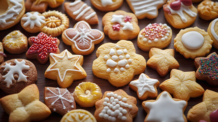 Delicious assortment of beautifully shaped cookies , cookies, tasty, beautiful, homemade, baking, sweets, treats, dessert