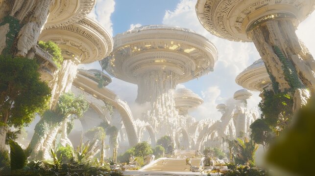 Alien Palace of the Advanced Civilization - A Hyperrealistic 3D Rendering of a Magnificent Extraterrestrial Realm