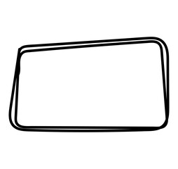 Hand drawn square frames in sketchy style. Doodle frames. Black frame hand drawn on white background. Rectangle frame line. empty black boxes. Rubber square stamp. vector illustration