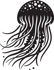 Beautiful Jellyfish Silhouette isolated on a white background Minimalist Jellyfish vector shape