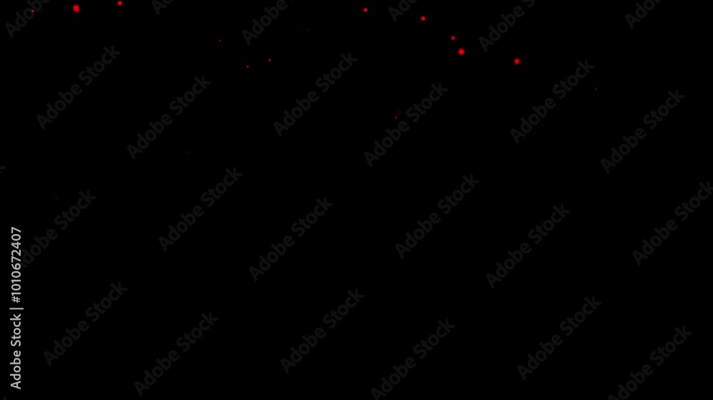 Poster abstract visual of falling red particles on black background
