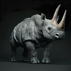 Obraz premium Black Rhino Portrait: A Majestic Creature of the Wild