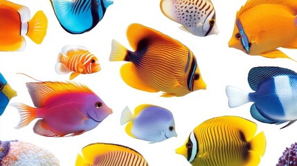 Colorful Tropical Fish Isolated on White Background