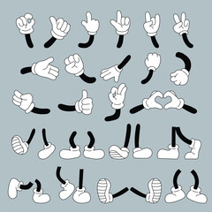 Funky retro body parts various leg and arm gesture collection