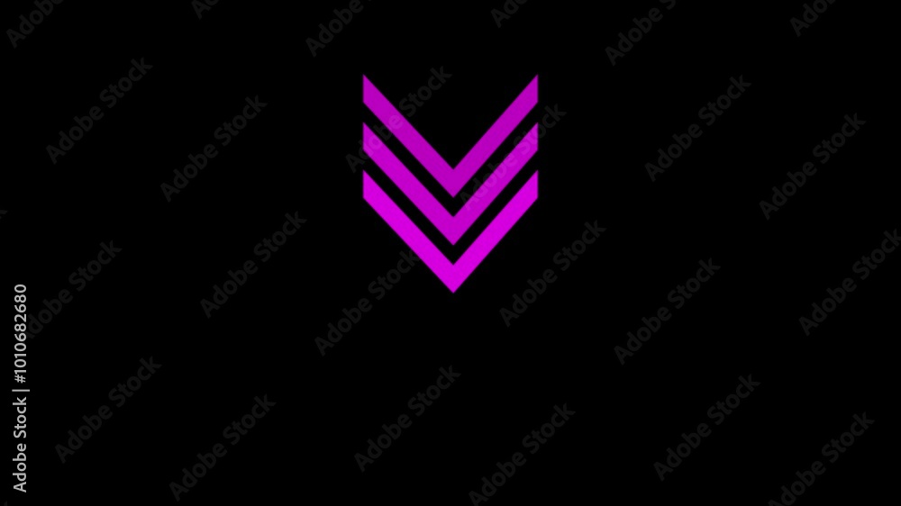 Poster purple color icon indicate the direction of the overlay video layer. swipe-down navigation animation