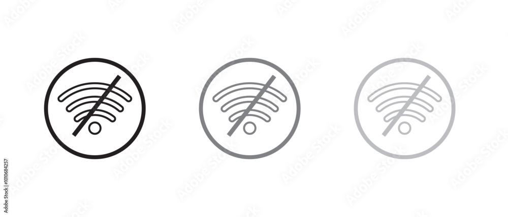 Aufkleber no internet connection icon set. no wi-fi icon. no signal icon collections symbol sign, vector illus