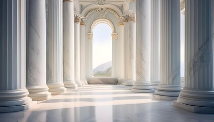 Fototapeta premium White marble columns in a classical architectural design.