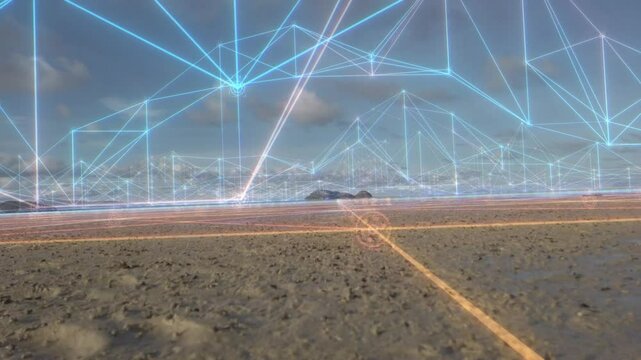 Futuristic Fly through on a Deserted Island with tracked UI elements