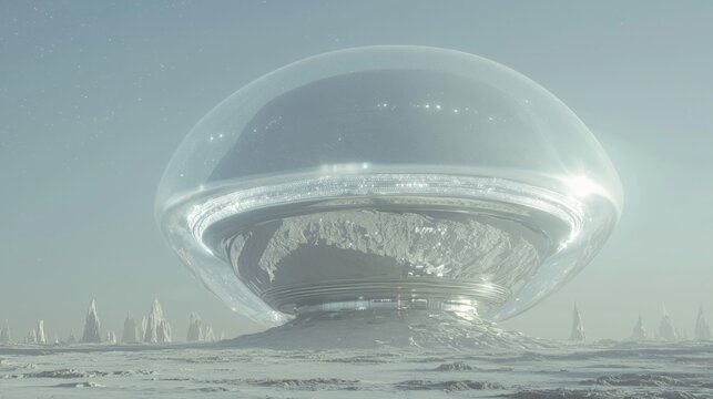 Futuristic Hyperealistic 3D Render of Advanced Alien Spacecraft in Cosmic Landscape