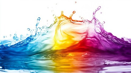 Energetic Rainbow-Colored Water Splash in Motion