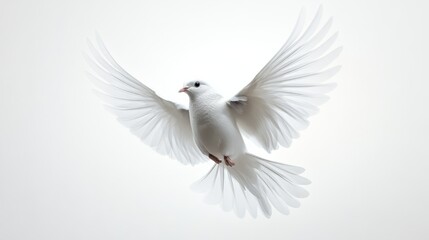 Majestic White Dove in Flight with Graceful Outstretched Wings