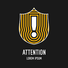 The illustration shows an exclamation mark. Protection of personal data. A poster calling for attention. Isolated vector image.