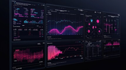Colorful Financial Data Visualizations on Multiple Screens