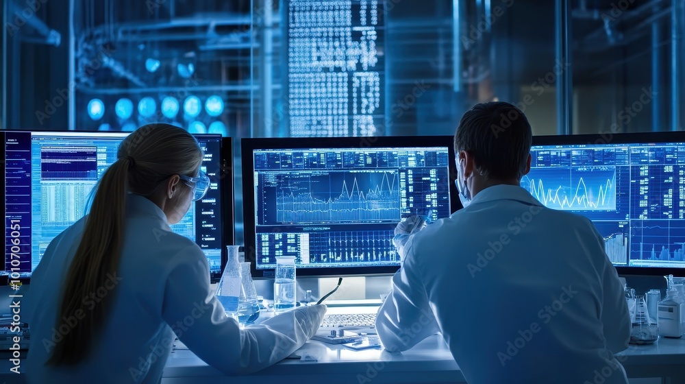 Poster futuristic control room monitoring advanced data analytics