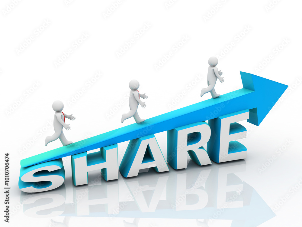 Poster 3d rendering share arrows