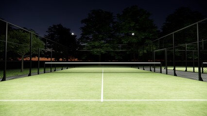 night view of outdoor paddle tennis court