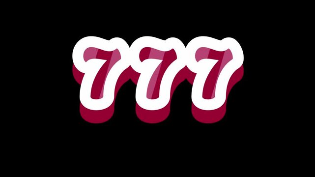 the number 777 which means a lucky number in the world of gambling, black background.