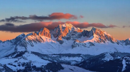 Obraz premium Majestic Mountain Peaks at Sunset