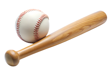 Baseball bat and ball isolate on transparency background