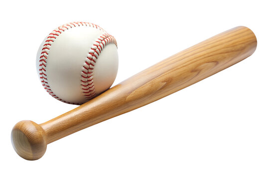 Baseball bat and ball isolate on transparency background