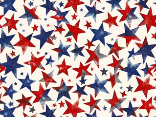 Fototapeta premium The spirit of a festive holiday celebration with a playful arrangement of stars in red, white, and blue, perfect for any patriotic occasion or event.