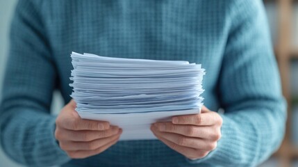 A focused individual carefully sorting through a large stack of receipts thoroughly preparing for the upcoming tax season and maximizing potential deductions  The image conveys a sense of diligence