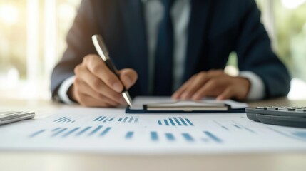 Tax Professional Advising Client on Investment Related Tax Strategies in Office Setting Discussing Financial Planning Wealth Management and Tax Services