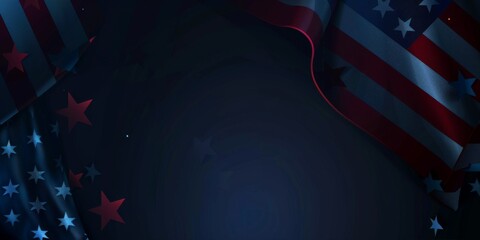 Exuding patriotism, this backdrop features a rich dark blue gradient intertwined with American flags, stars, and stripes, perfect for celebrating national spirit.