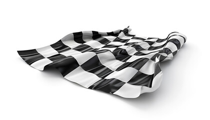One checkered finish flag isolated on white
