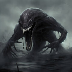A dark monster growling 
