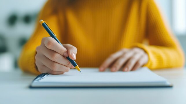Close up of a person s hands writing in a planner reviewing completed tasks and planning for the next day  Concept of end of day reflection personal organization and productivity