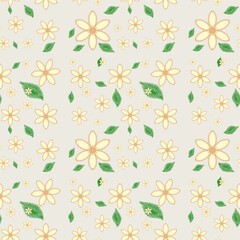 Vector drawing of a vintage floral fabric pattern.