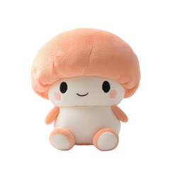 Fototapeta premium Cute Plush Mushroom Toy with Smiling Face and Orange Cap.