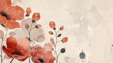 A painting of a flower bouquet with red flowers