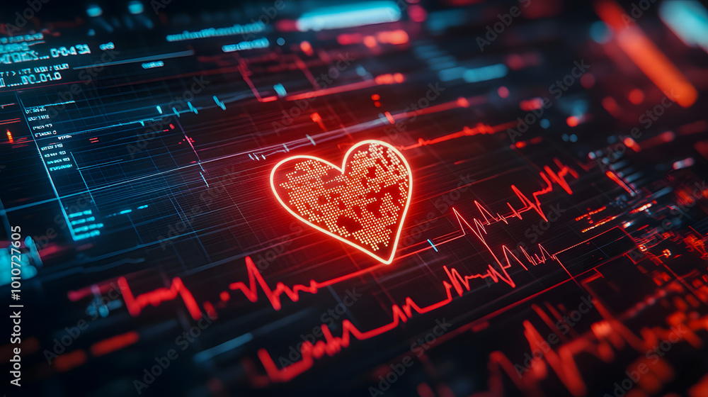 Poster digital heartbeat visualization with data elements