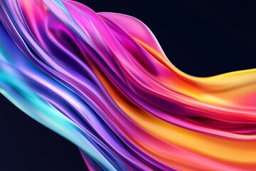 Obraz premium Colorful ribbons emerging from high-tech printer, vibrant color flow and motion, modern printing innovation