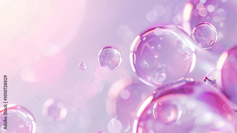 Poster abstract bubbles floating in a dreamy pastel background, creating a soft and whimsical atmosphere, p