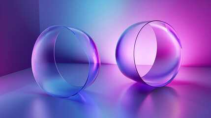Abstract background with purple and blue gradient and two big ring shapes