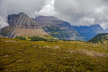 Cloudy and foggy day in Glacier National Park